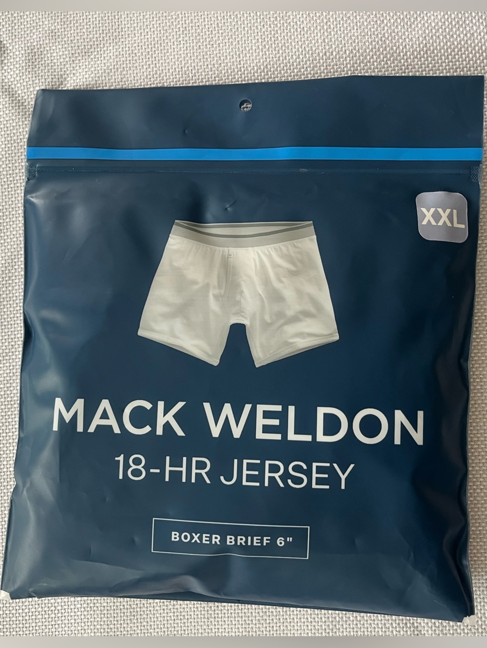 Mack Weldon 18 Hour Jersey Boxer Brief 6 Inch Inseam Mens XXL First Frost NEW